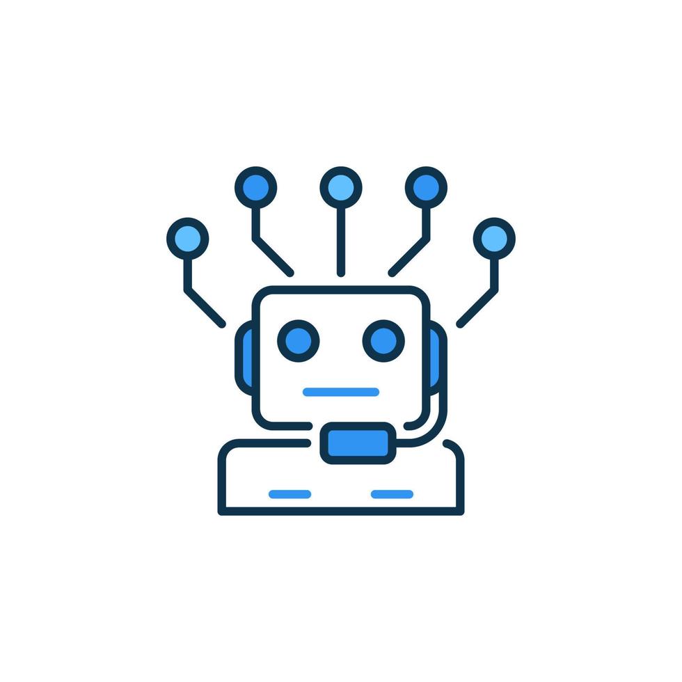 Ilustración de un robot AI conectado a redes de datos visualizadas como nodos.