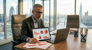 empresario revisando resultados de marketing sin retorno