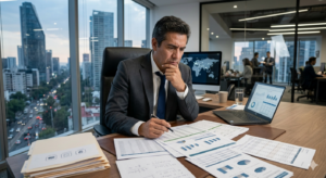 empresario confundido revisando precios de marketing digital
