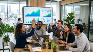 empresario revisando metricas marketing digital conversion leads Mexico