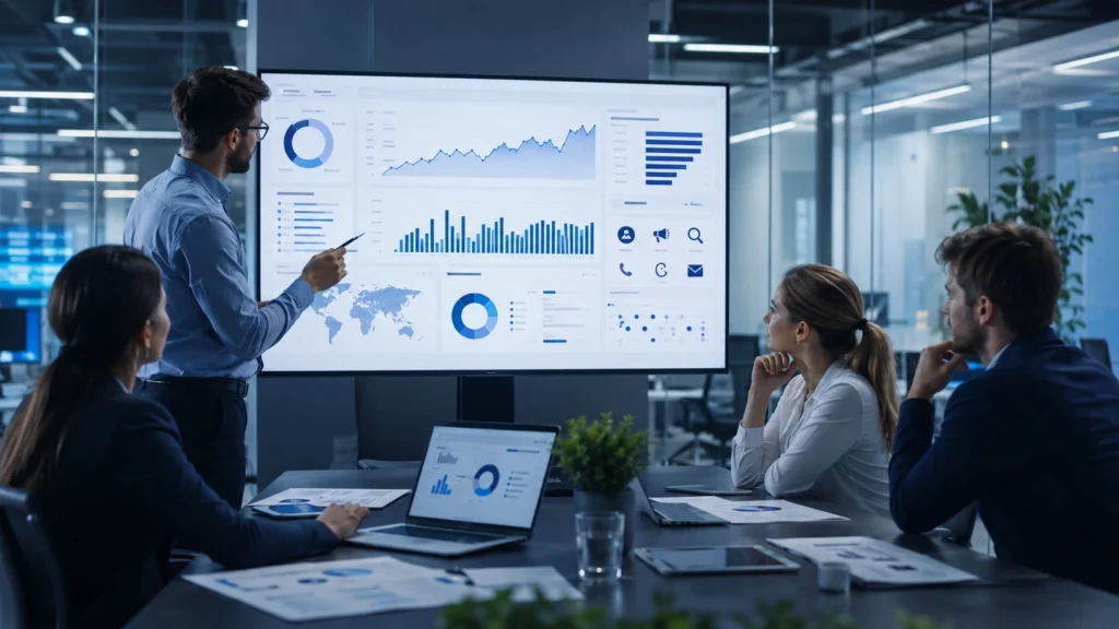 rendimiento de las campañas de marketing digital con dashboard de métricas y conversiones